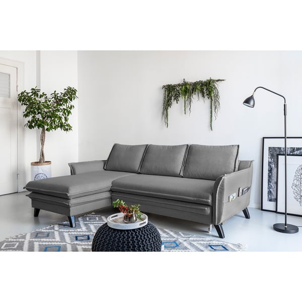 Siva raztegljiva sedežna garnitura Miuform Charming Charlie, levi kot-image-3