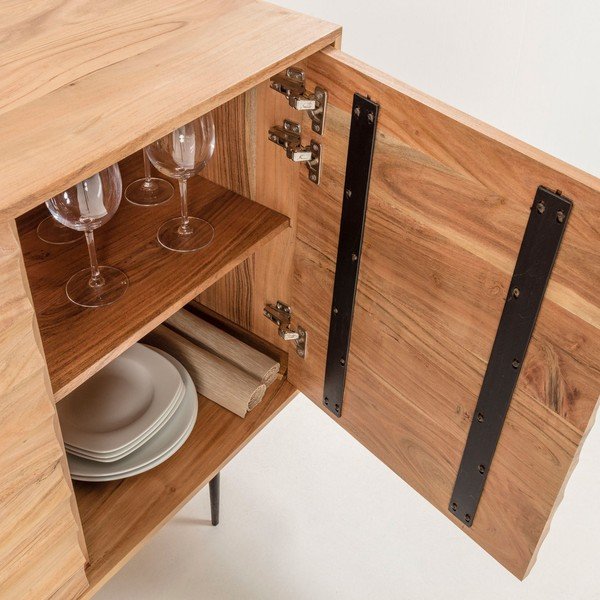 Svetlo rjava komoda iz akacijevega lesa Kave Home Delsie, 147 x 81 cm-image-1