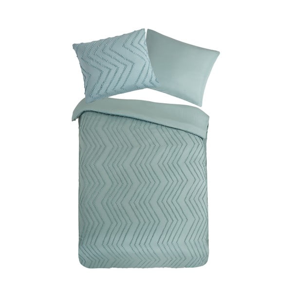 Svetlo zelena enojna/podaljšana posteljnina iz mikrovlaken 140x220 cm Pure Zigzag – Good Morning