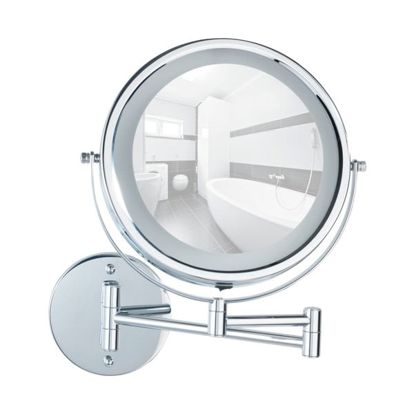 Kozmetično ogledalo z lučjo/povečevalno (5x) ø 17,5 cm Power-Loc Lumi – Wenko-image-3