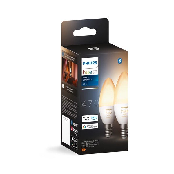 LED žarnice E14, 5 W v kompletu 2 ks White ambiance – Philips Hue