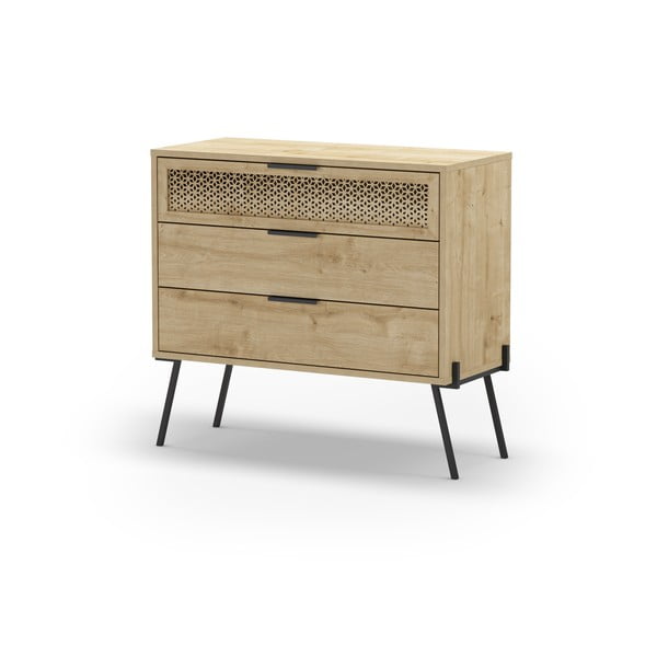 Nizka komoda v hrastovem dekorju 90x83 cm Ecrin – Marckeric-image-2