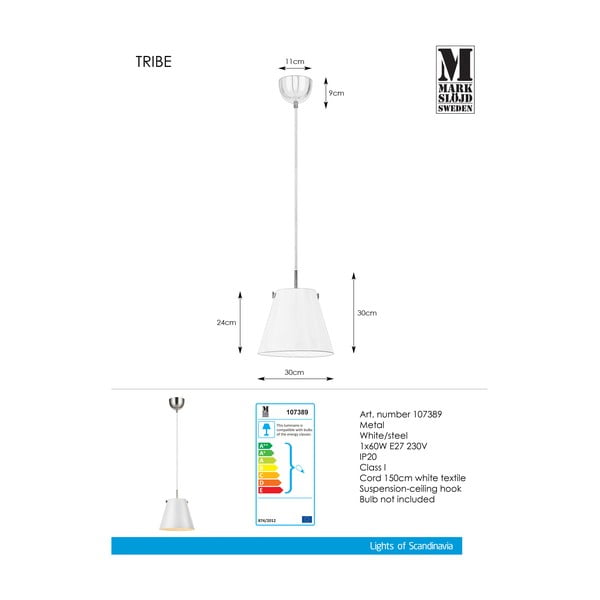 Bela viseča svetilka Markslöjd Tribe, ø 30 cm-image-2