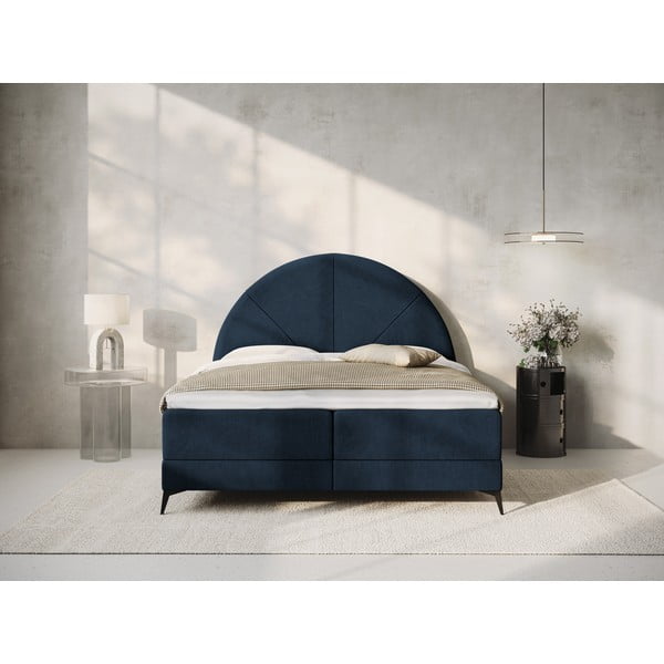 Temno modra boxspring postelja s shranjevanjem 180x200 cm Sunset - Cosmopolitan Design-image-1
