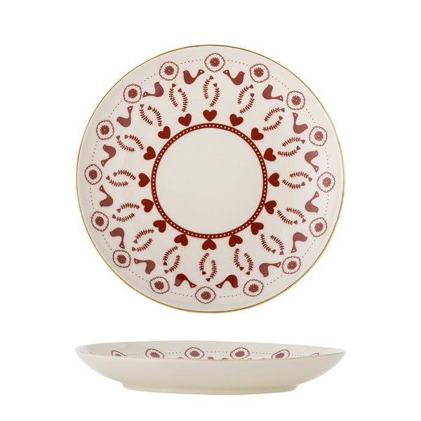 Kremno bel desertni lončen krožnik z božičnim motivom ø 16 cm Jolly – Bloomingville-image-3