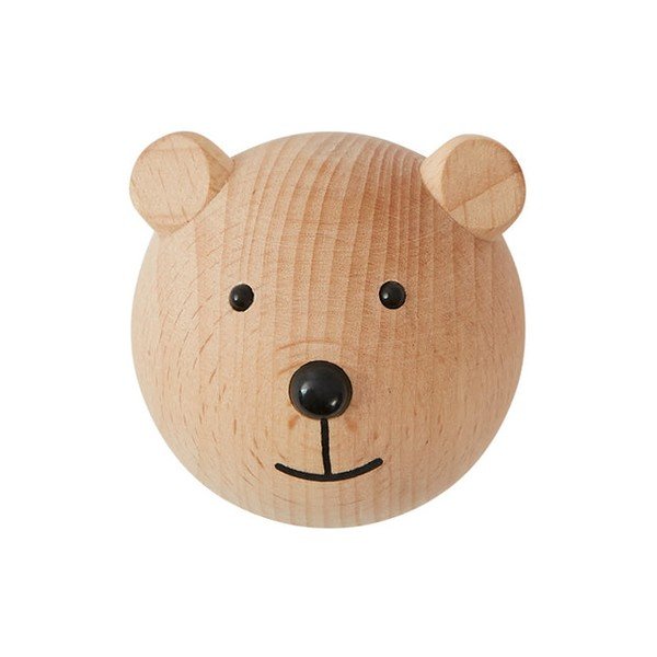 Stenski obešalnik iz masivne bukve v naravni barvi Bear – OYOY Mini