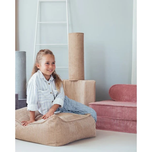 Svetlo rjava otroška sedežna blazina iz rebrastega žameta Roll – Wigiwama-image-4