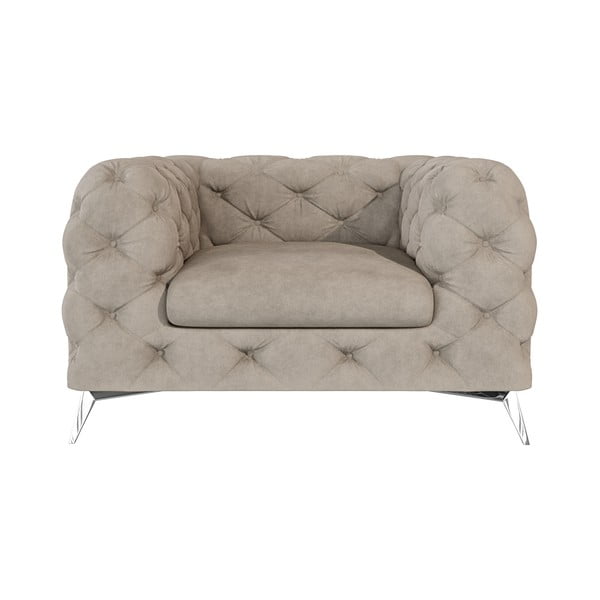 Sivo-bež žameten fotelj Chelsea – Ropez-image-2