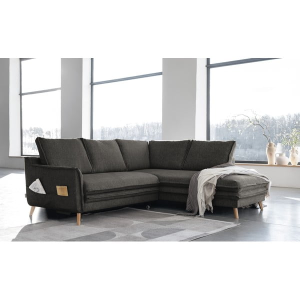 Temno siva raztegljiva kotna sedežna garnitura (desni kot) Charming Charlie – Miuform-image-3