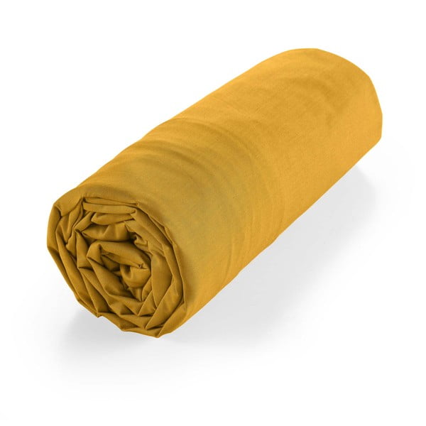 Rumena napenjalna rjuha iz organskega bombaža 180x200 cm Biolina – douceur d'intérieur-image-4