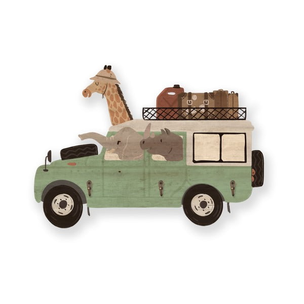 Zeleni otroški stenski obešalnik Safari Van - Little Nice Things