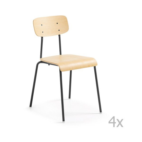 Komplet 4 stolov s črno strukturo La Forma Klee