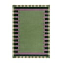 Zelena/vijolična ročno tkana volnena preproga 120x170 cm Kai Wool Border – Flair Rugs