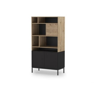 Črn/naraven regal v hrastovem dekorju 90x170 cm Marion – Marckeric