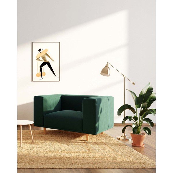 Temno zelen žameten fotelj Kukumo – Ame Yens-image-3