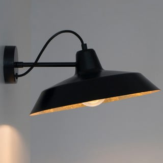 Črna stenska svetilka z detajli v zlati barvi Bulb Attack Cinco Basic