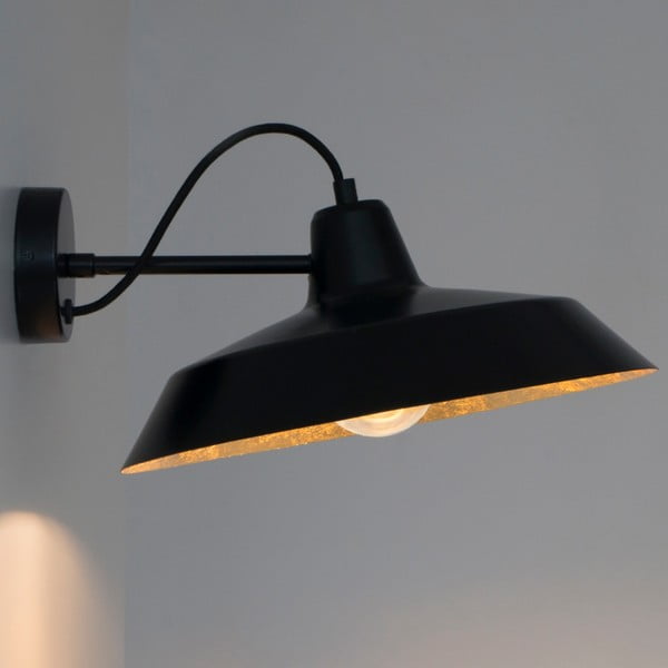 Črna stenska svetilka z detajli v zlati barvi Sotto Luce Cinco Basic