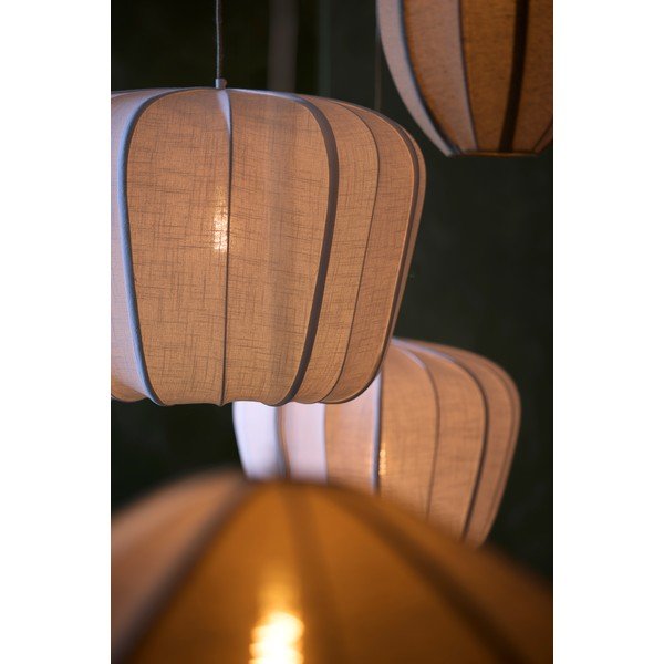 Kremno bela viseča svetilka s tekstilnim senčilom Zubedo – Light & Living-image-1