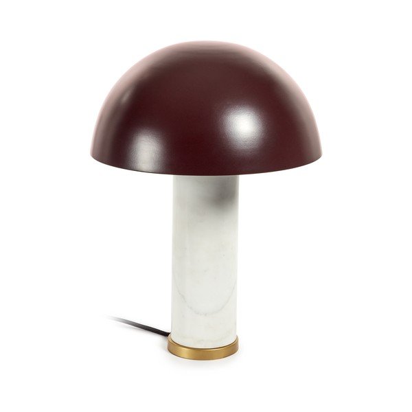 Bela/temno rjava marmorna namizna svetilka s kovinskim senčilom (višina 43 cm) Zorione – Kave Home