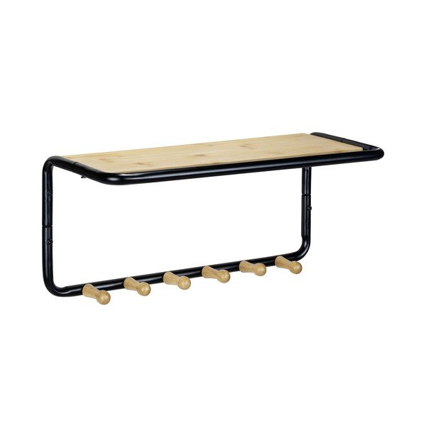 Črn/naraven kovinski stenski obešalnik s polico Loft – Wenko-image-1