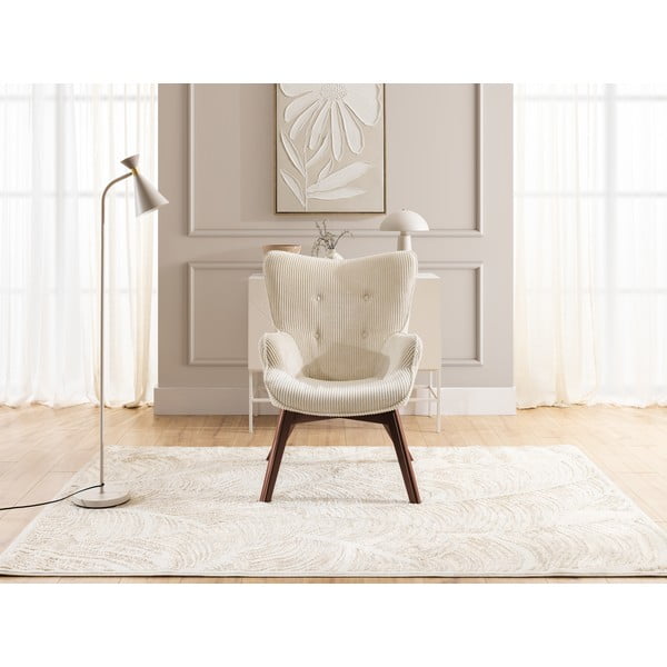Bež fotelj iz rebrastega žameta Niko – Ropez-image-1