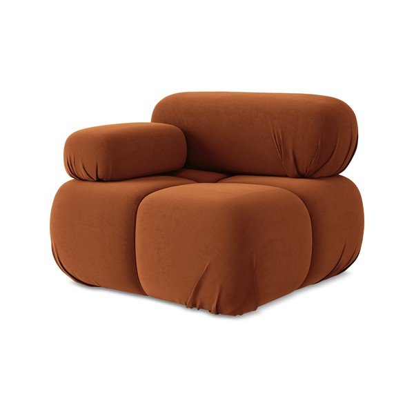 Oranžen žameten modul za sedežno garnituro (levi kot) Lokua – Makamii-image-1