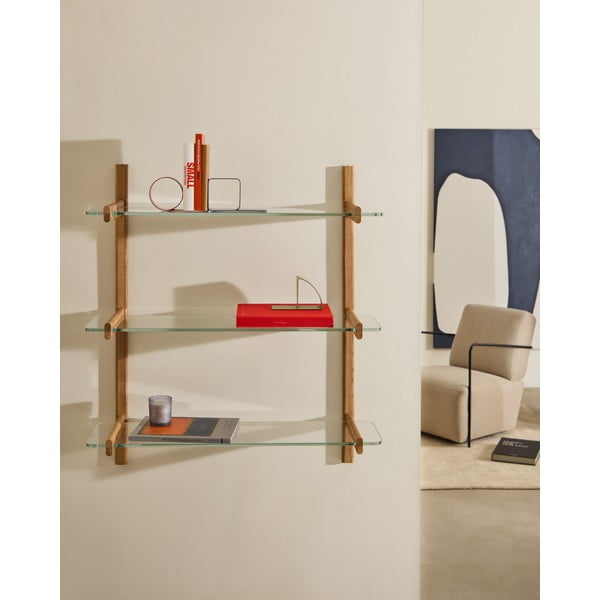 Steklen sistem modularnih polic v naravni barvi 90x98x30,5 cm Sitra – Kave Home-image-1