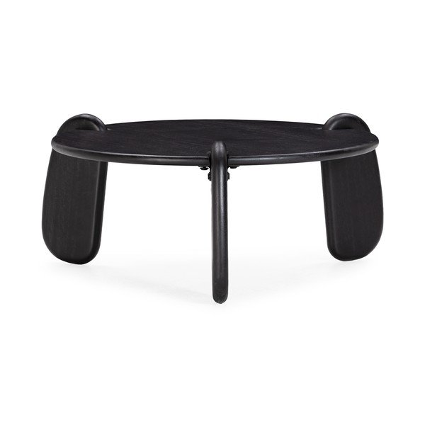 Črna okrogla klubska mizica iz masivnega manga ø 80 cm Tamira – MOME