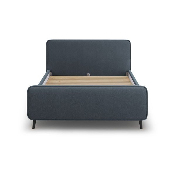 Modro-siva oblazinjena zakonska postelja z letvenim dnom 160x200 cm Kaia - Micadoni Home-image-2