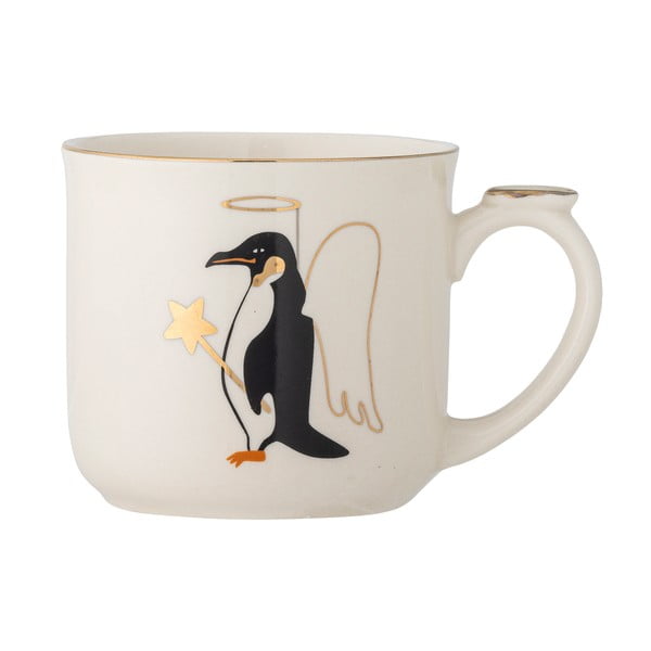 Kremno bela lončena skodelica z božičnim motivom s cedilom 300 ml Valentin – Bloomingville-image-3