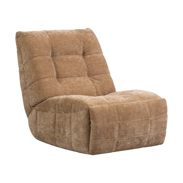 Svetlo rjav fotelj za sprostitev z nastavljivim naklonom iz rebrastega žameta Hein – WOOOD