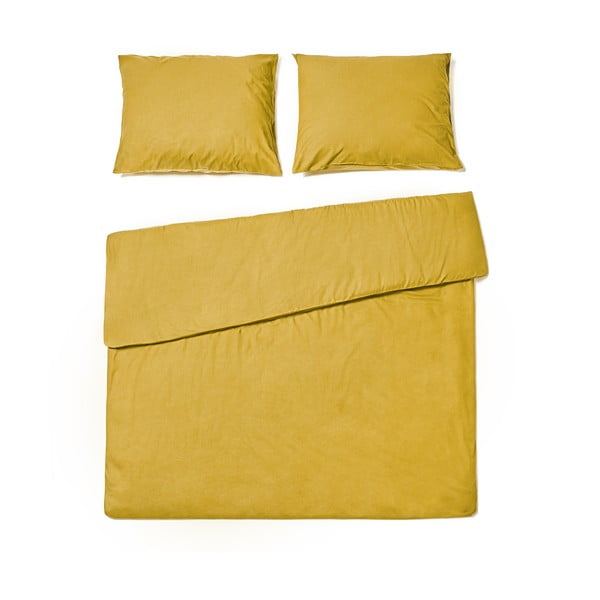 Gorčično rumena bombažna posteljnina Bonami Selection, 160 x 200 cm