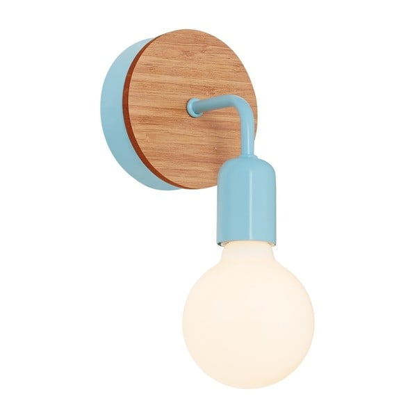 Svetlo modra stenska svetilka z lesenimi detajli Homemania Decor Valetta