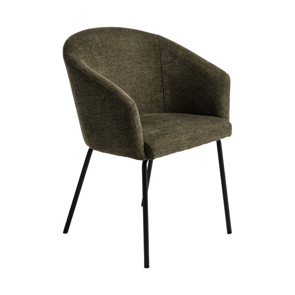 Kaki zelen oblazinjen jedilni stol z nasloni za roke Easton – Unique Furniture