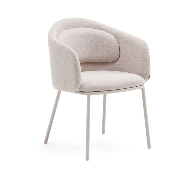 Bež oblazinjen jedilni stol z nasloni za roke Minda – Kave Home