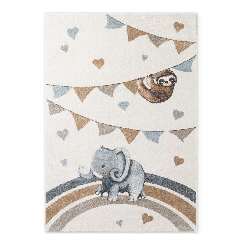 Kremno bela otroška preproga 160x230 cm Walk like an Elephant Rainbow Party
