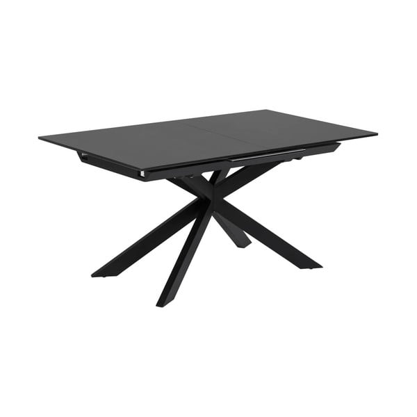 Črna raztegljiva jedilna miza s stekleno mizno ploščo 90x210 cm Atminda – Kave Home