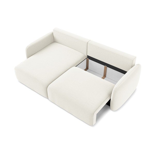 Kremno bela žametna raztegljiva/s prostorom za shranjevanje kotna sedežna garnitura (levi kot/z ležalnikom) Kalena – Makamii-image-4