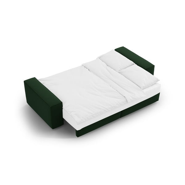 Temno zelena žametna raztegljiva/s prostorom za shranjevanje sedežna garnitura 247 cm Jodie – Micadoni -image-4