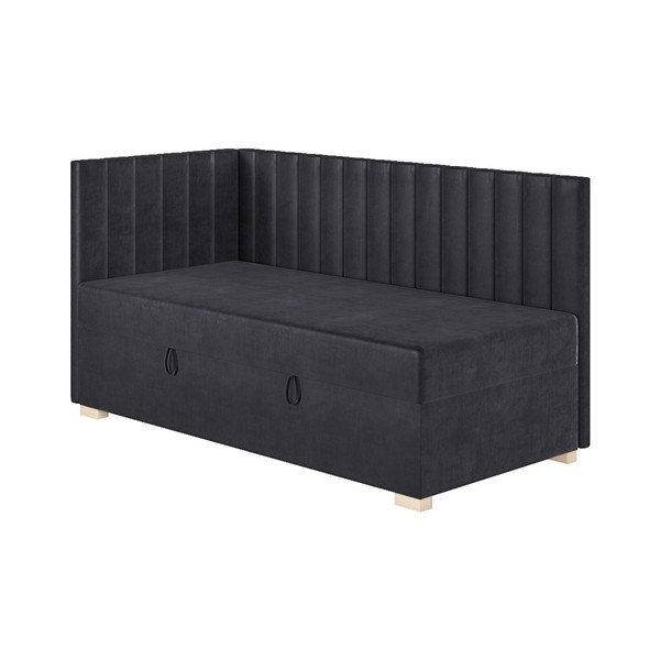 Temno modra kotna otroška postelja s prostorom za shranjevanje z vzmetnico 90x200 cm Snugi – Ghado-image-4
