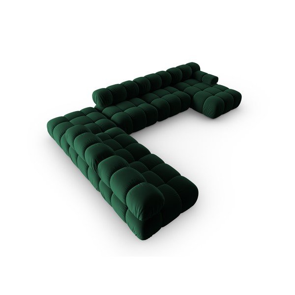 Zelena žametna sedežna garnitura 379 cm Bellis – Micadoni Home-image-4