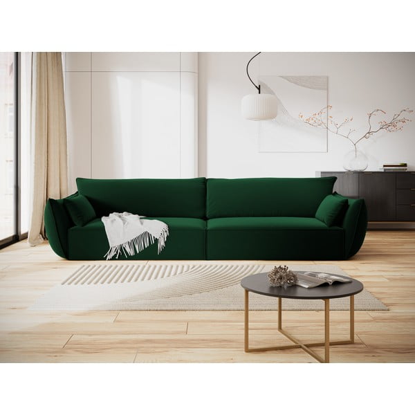 Temno zelena žametna sedežna garnitura 248 cm Vanda – Mazzini Sofas-image-1
