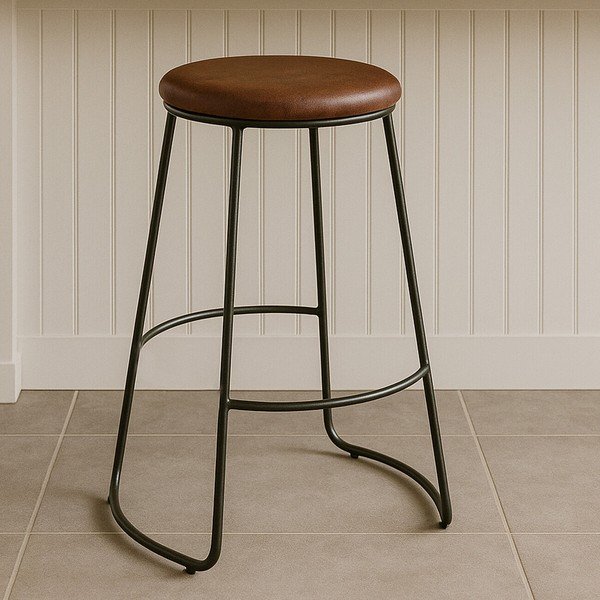 Črn/rjav oblazinjen barsko stol (višina sedeža 64 cm) Brixton – Premier Housewares-image-2