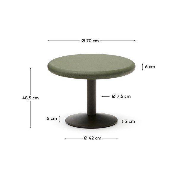 Okrogla vrtna miza z betonsko mizno ploščo ø 70 cm Esilda – Kave Home-image-4
