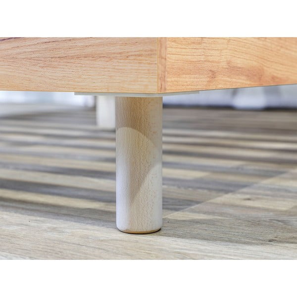 Svetlo siva/naravna zakonska postelja z letvenim dnom 180x200 cm Charlie – Bobochic Paris-image-4