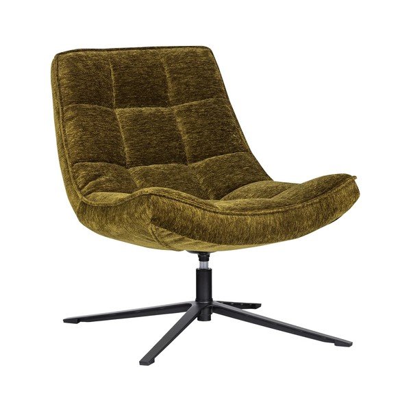 Zelen vrtljiv fotelj iz šenilje Maudi – WOOOD