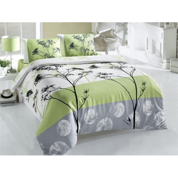 Zelena posteljnina in rjuha za zakonsko posteljo Blezza, 200 x 220 cm