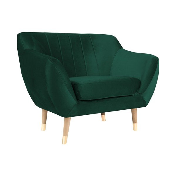 Temno zelen žametni fotelj Mazzini Sofas Benito-image-2