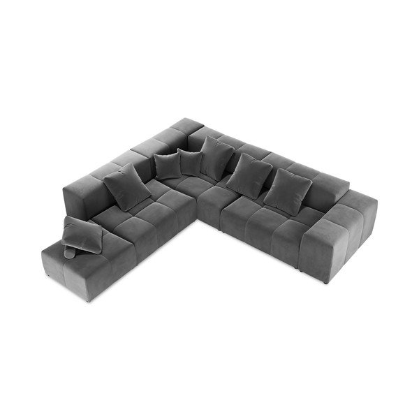 Siv žametni kotni kavč (obojestranski) Rome Velvet - Cosmopolitan Design -image-4