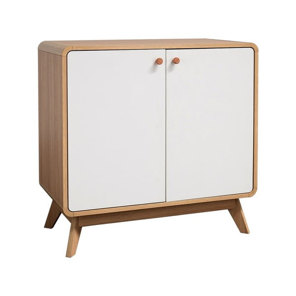 Bela nizka komoda v hrastovem dekorju 75x75 cm Cassie - Støraa -image-1